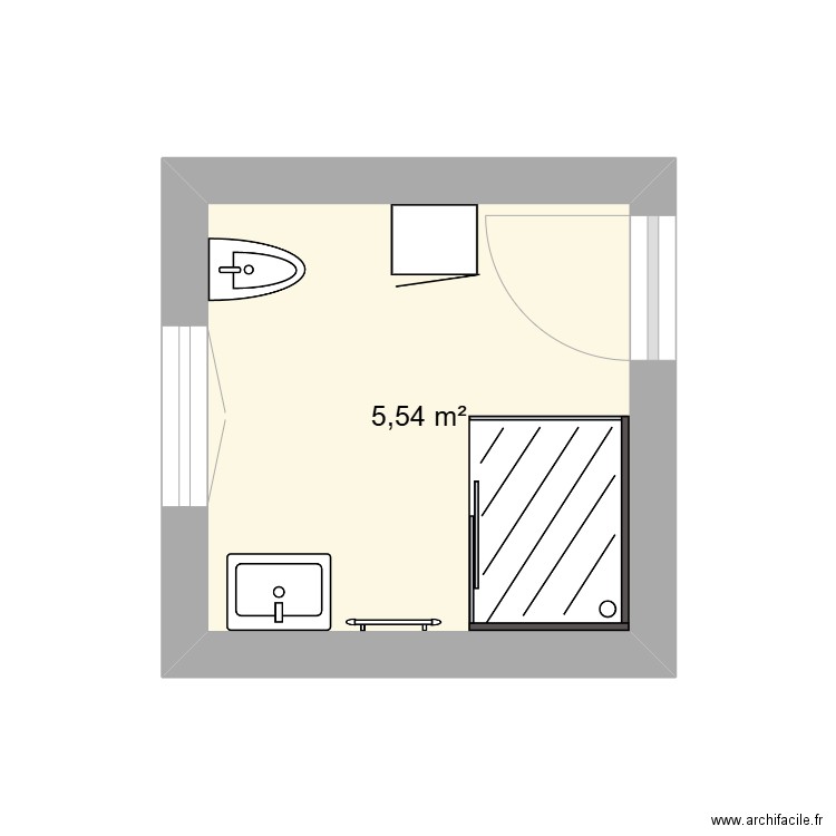 SDB RDC C2. Plan de 1 pièce et 6 m2