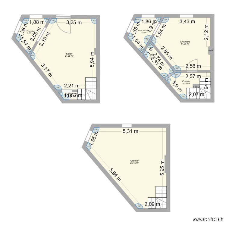 GHO PIH 6. Plan de 10 pièces et 77 m2