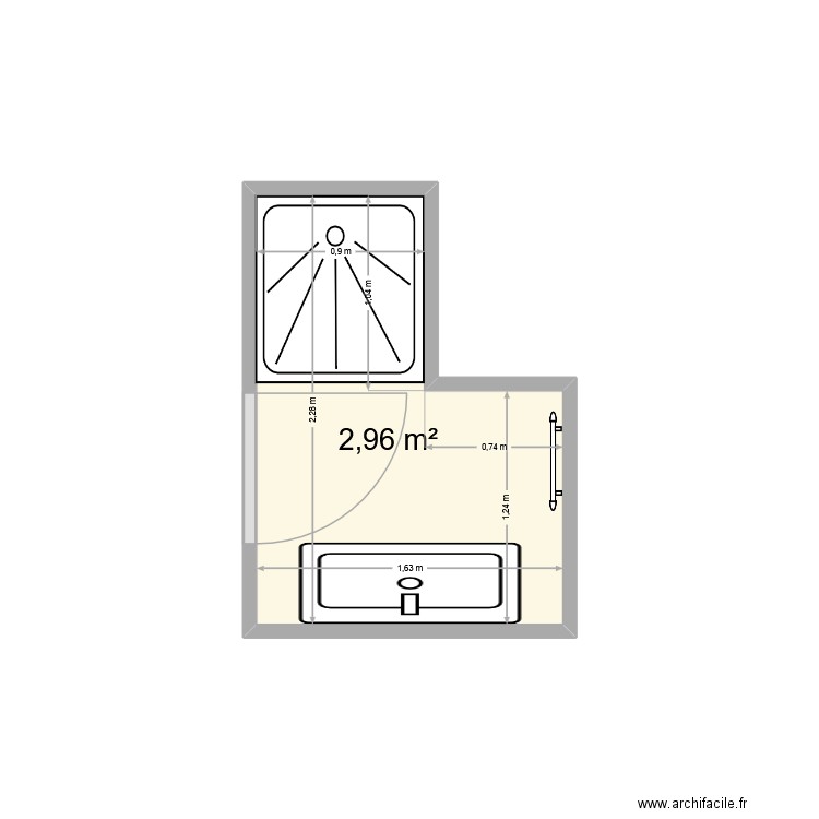 laborde ch68. Plan de 1 pièce et 3 m2