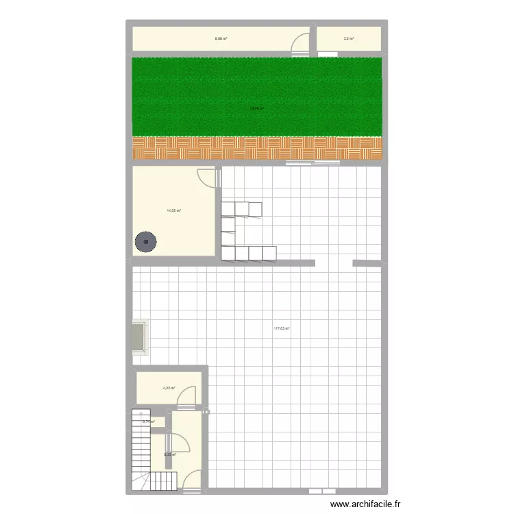 rdc maison. Plan de 8  et 206 m²