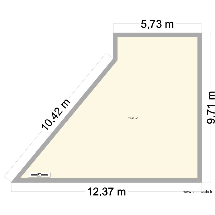 plan T4. Plan de 1 pièce et 73 m2
