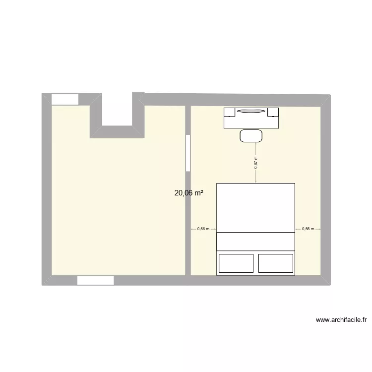 chambre. Plan de 1  et 20 m²