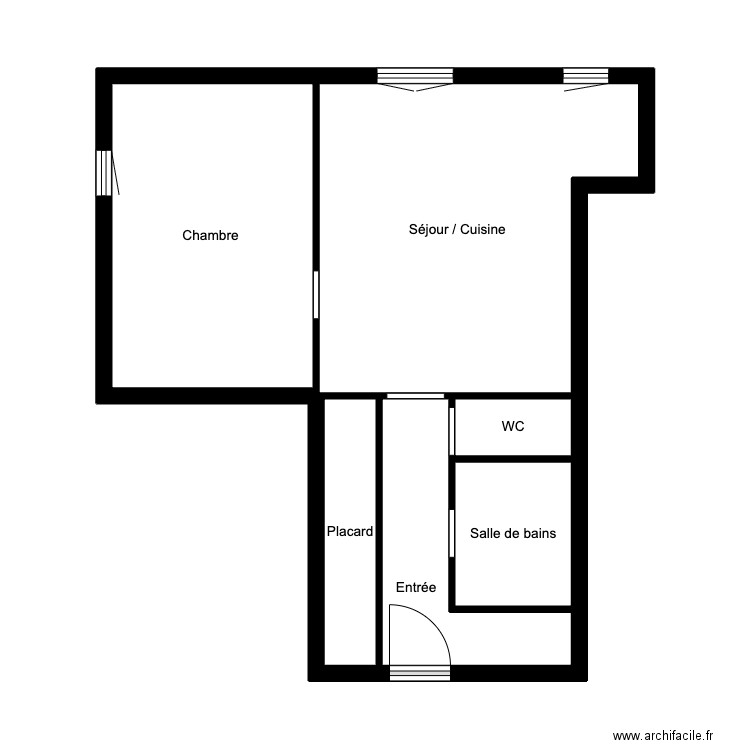 CONRAUD - Appart T2. Plan de 6 pièces et 36 m2