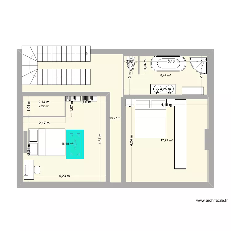 maison haut. Plan de 5  et 107 m²