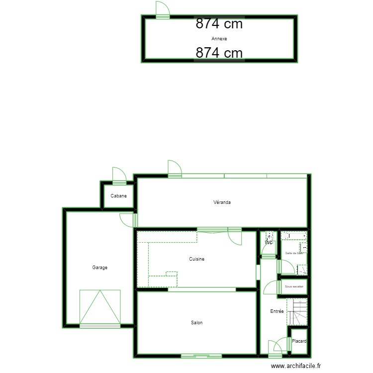873 RDC. Plan de 11 pièces et 144 m2