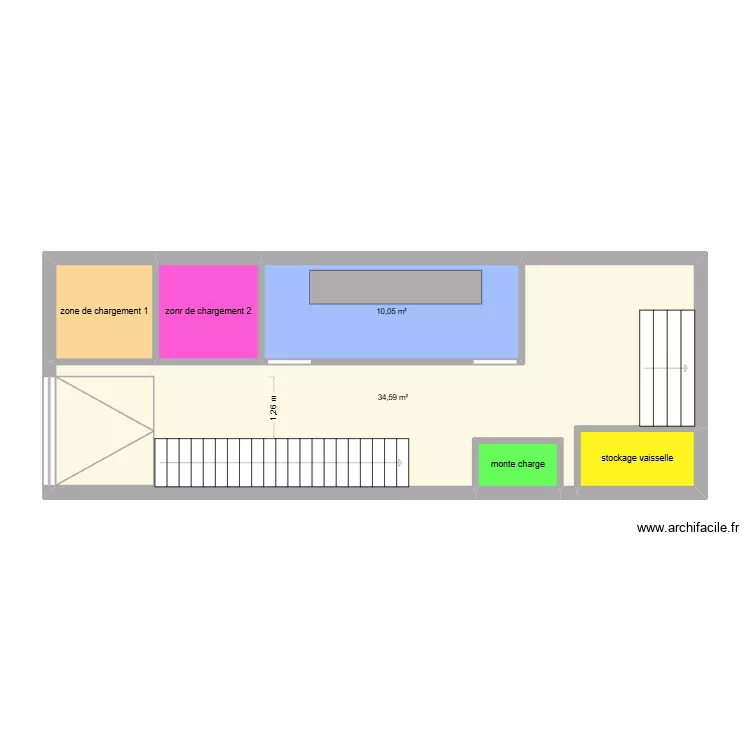 am&eacute;nagement atelier. Plan de 6  et 57 m²