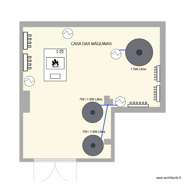 LAR Casa das m&aacute;quinas com 3 termoacumuladores. Plan de 