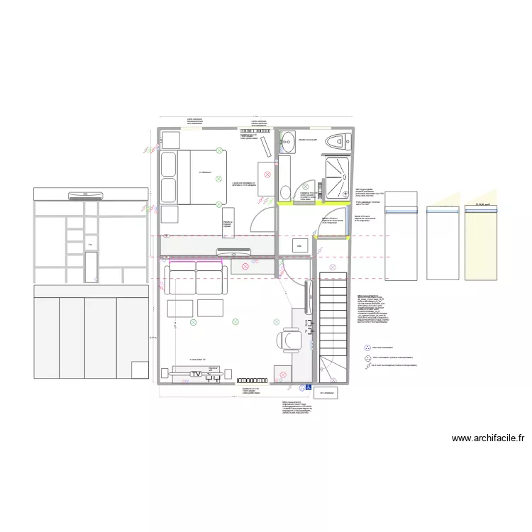 DEF Remise: chambre coté quai + salon-bureau + SDB. Plan de 14 Pièces et 47 m² DEF Remise: chambre coté quai + salon-bureau + SDB. Plan de 14 Pièces et 47 m²