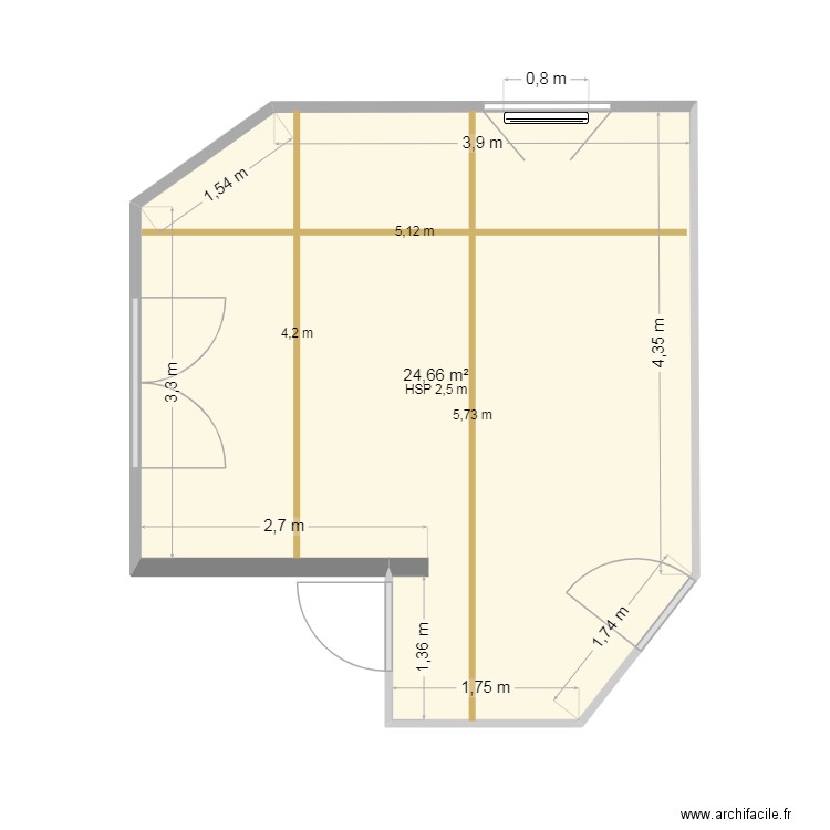 Séjour. Plan de 1 pièce et 25 m2