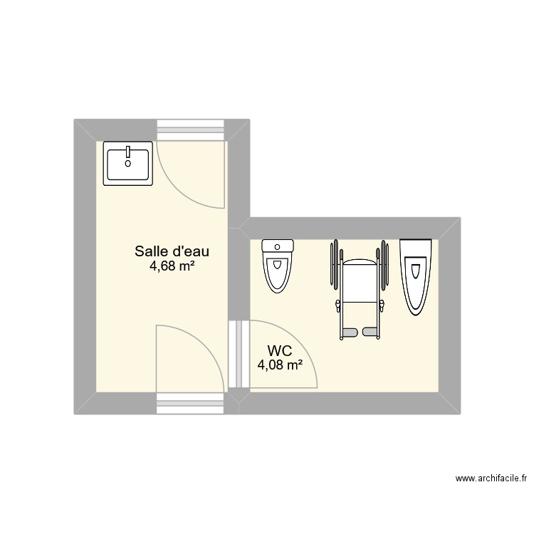 CMPP. Plan de 2 pièces et 9 m2