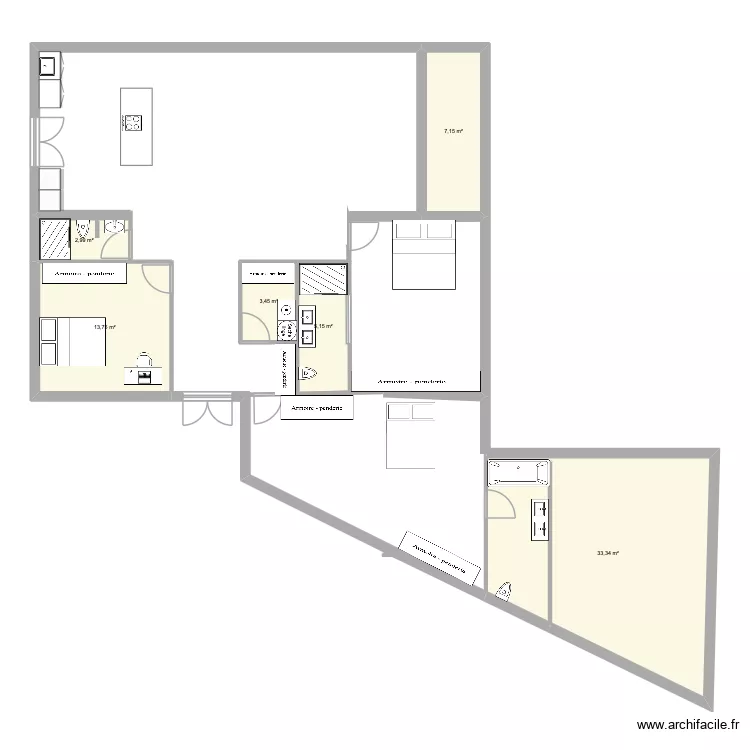 Can Borras RDC Option 2. Plan de 6  et 66 m²