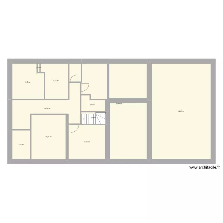 RDC Florent. Plan de 11  et 184 m²