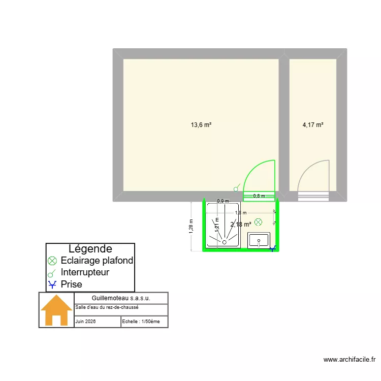 Salle d'eau M.Leturgeon. Plan de 3 et 20 m² Salle d'eau M.Leturgeon. Plan de 3 et 20 m²