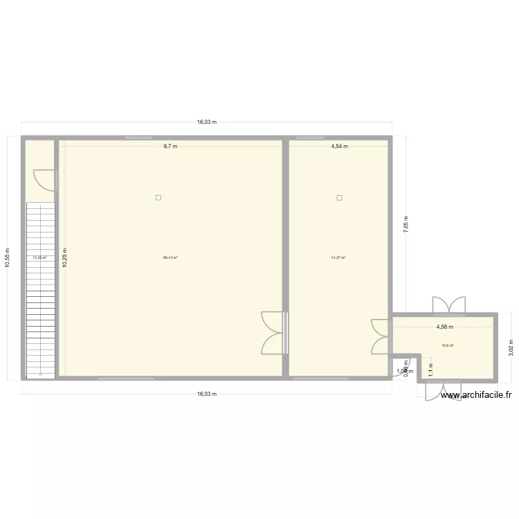 mezzanine technique v3 metre. Plan de 4  et 168 m²