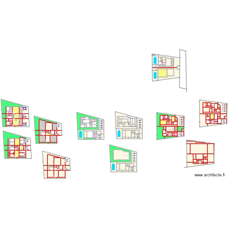 Plan Feh Kesse V3. Plan de 336 pièces et 7417 m2
