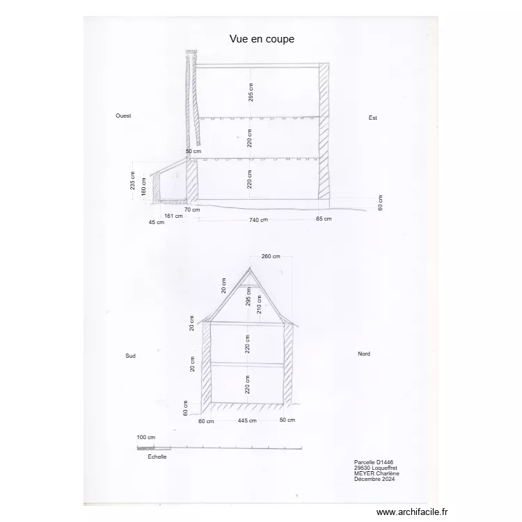 Vue en coupe D1446. Plan de 