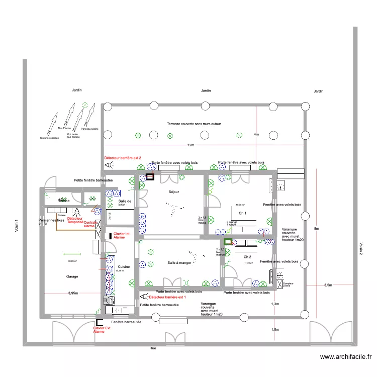 Electricit&eacute;. Alarme.. Plan de 6  et 79 m²
