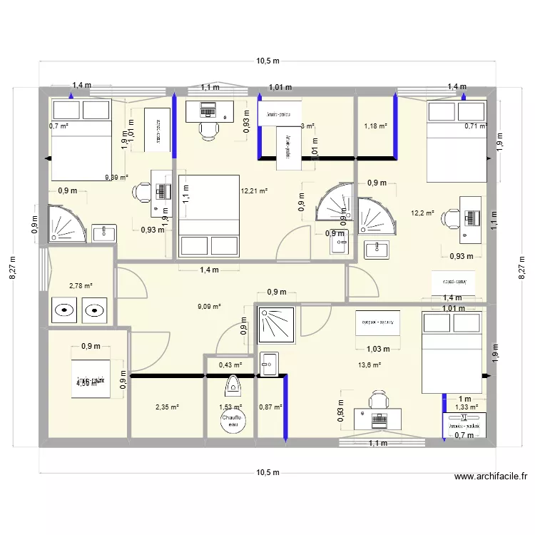hussigny coloc douche 2. Plan de 16  et 76 m²