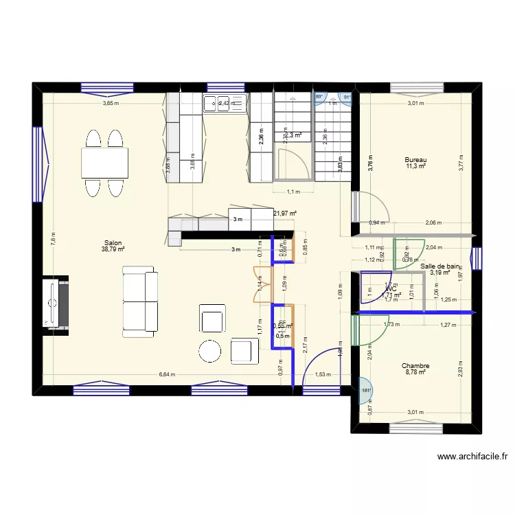 RDC - Maçonnerie / Placo. Plan de 8 et 89 m² RDC - Maçonnerie / Placo. Plan de 8 et 89 m²