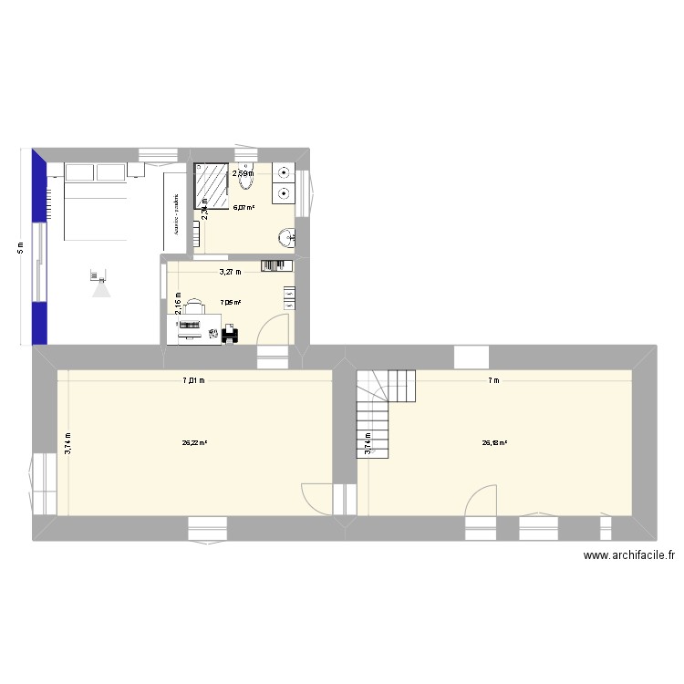 agrandissement mdph. Plan de 4 pièces et 66 m2