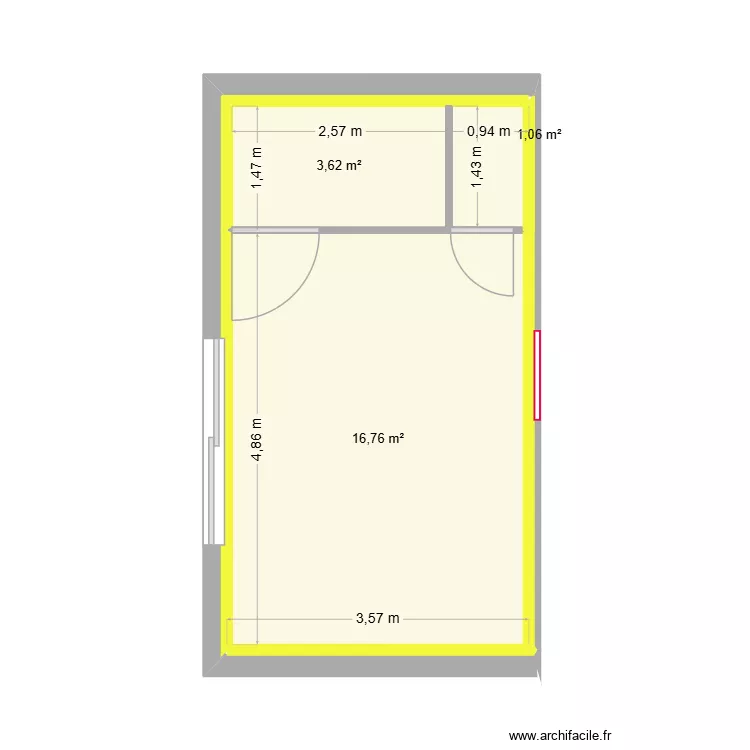 piscine. Plan de 3  et 21 m²