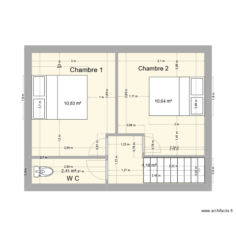 étage Laons. Plan de 4 pièces et 28 m2