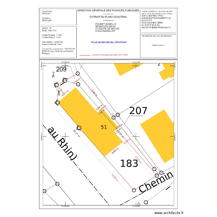 FOUBET ISABELLE PLAN de MASSE EXISTANT. Plan de 0 pièce et 0 m2