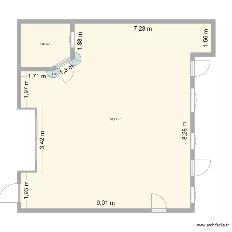 PLAN HALL DEPOT. Plan de 2  et 87 m²