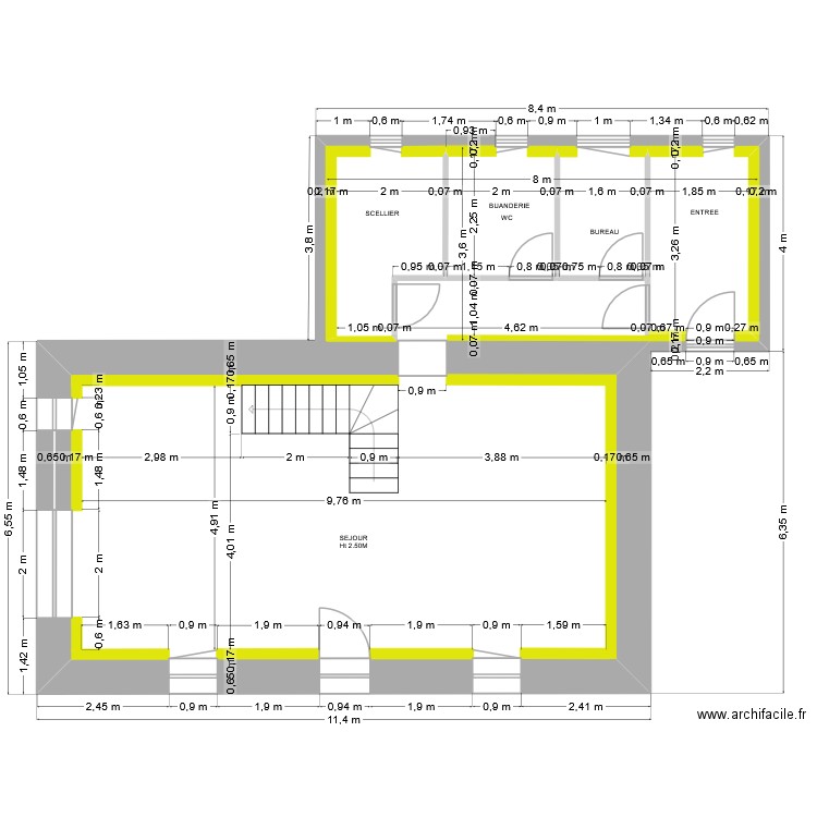 Maison BRU RDC. Plan de 1 pièce et 53 m2