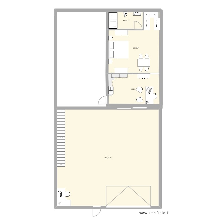 depot mezzanine appart. Plan de 4 pièces et 147 m2