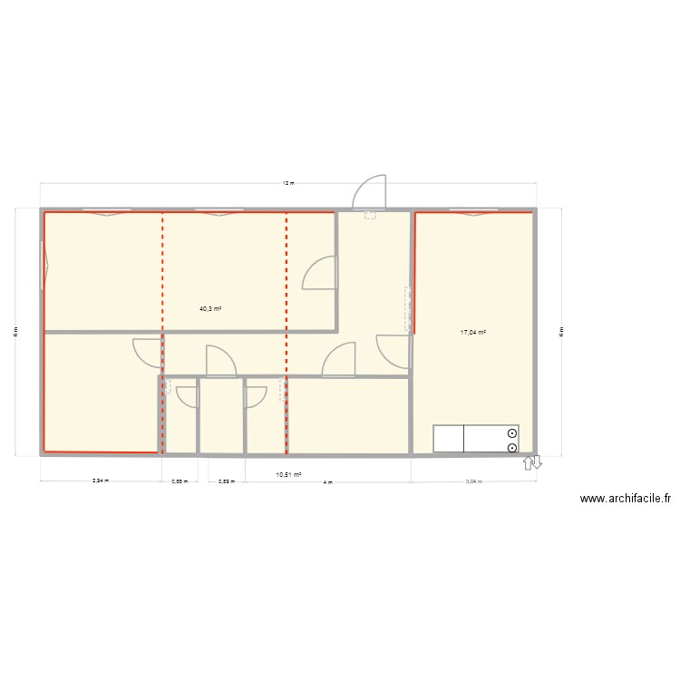 ???. Plan de 3 pièces et 68 m2