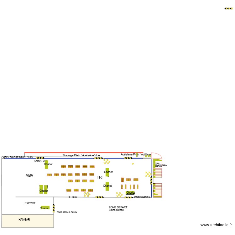 marquage tri. Plan de 3 pièces et 282 m2