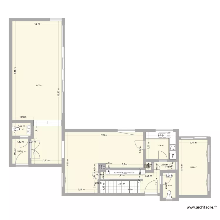 Bussi&egrave;re new travaux nu 001. Plan de 8 Pièces et 127 m²