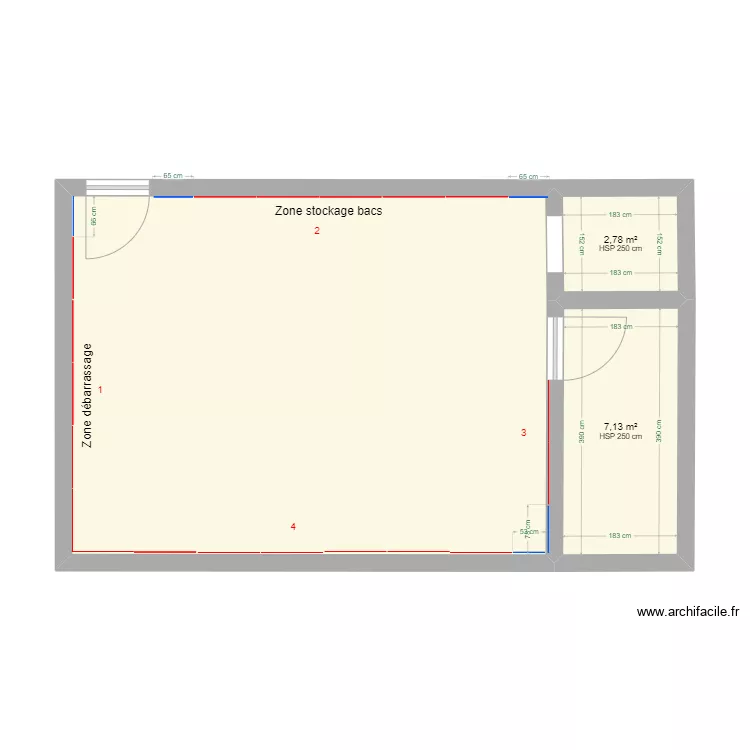 RAAL ETAGE +1 droite - plaque inox. Plan de 