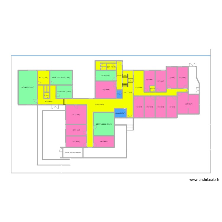 plan locaux rdc. Plan de 46 pièces et 181 m2