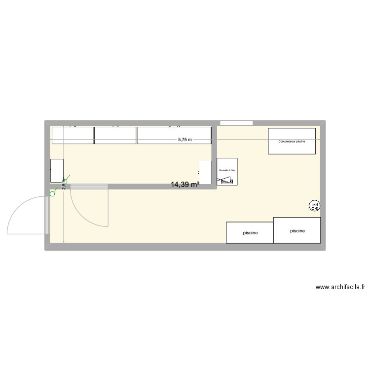 cave adrets. Plan de 1 pièce et 14 m2