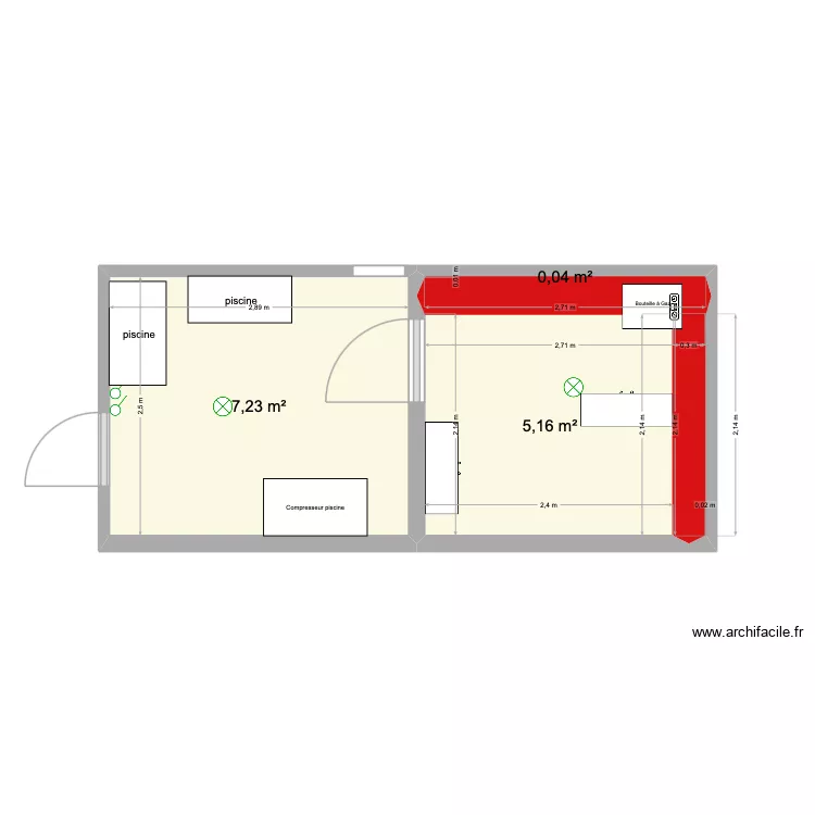 cave adrets. Plan de 3  et 12 m²