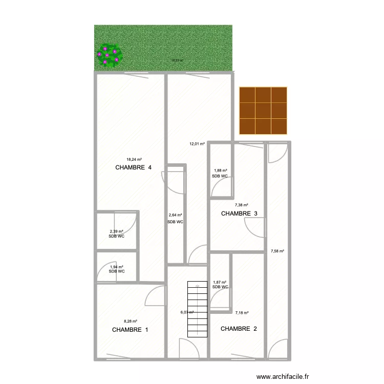 265 AV VICTOR HUGO RDC PROJETE. Plan de 12  et 77 m²