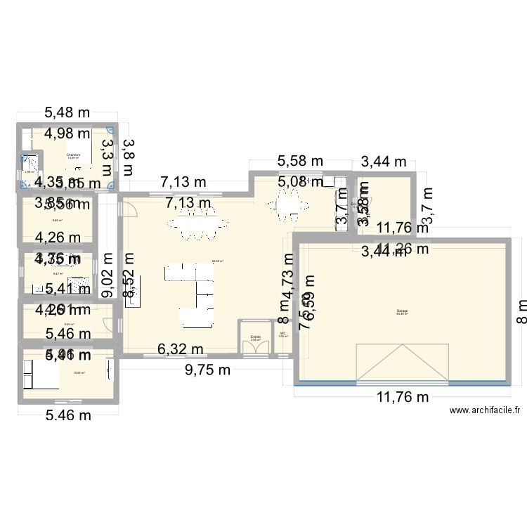 Plan en h b. Plan de 11 pièces et 240 m2
