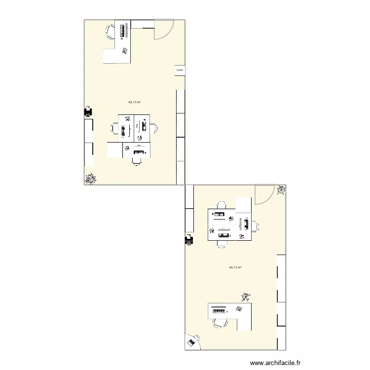 BUREAU V2. Plan de 2  et 84 m²