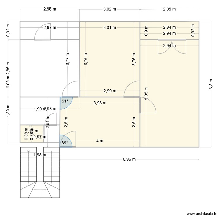 maison. Plan de 5 pièces et 41 m2