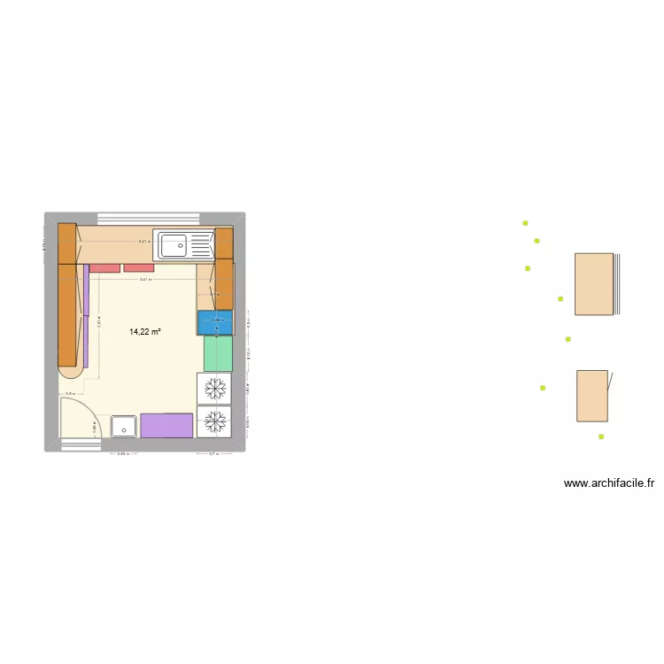 TISANERIE R+2. Plan de 1 et 14 m² TISANERIE R+2. Plan de 1 et 14 m²