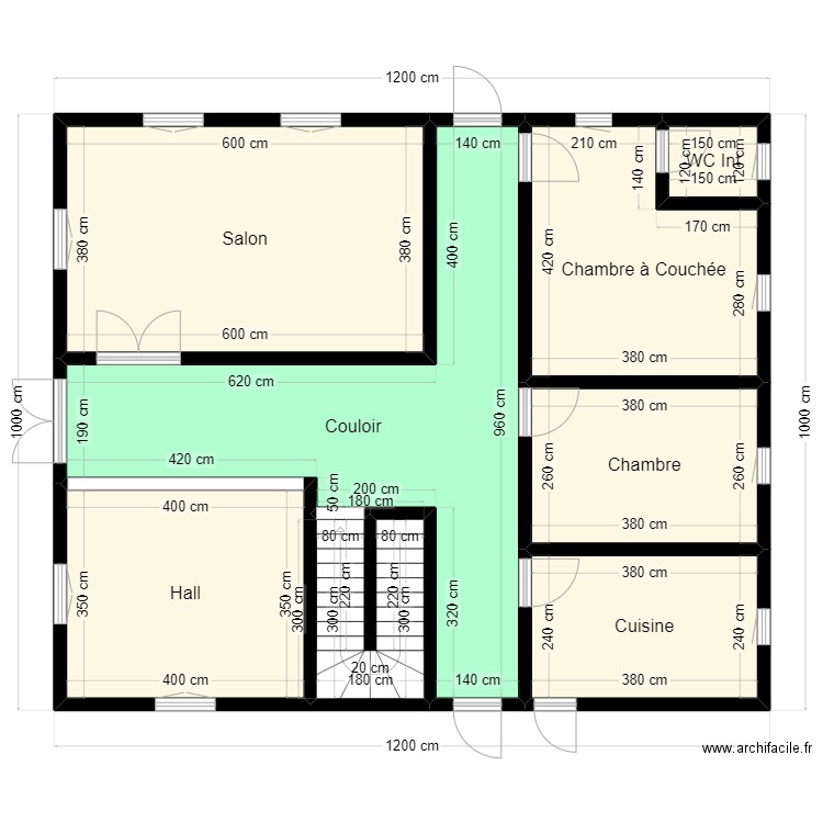 Plan 12m * 10m Client Maghtaa Lehjar Final 2. Plan de 8 pièces et 102 m2