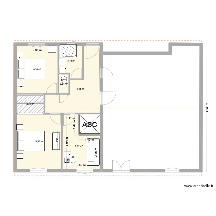 maison castres. Plan de 8 pièces et 48 m2