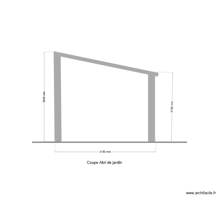 Coupe abri jardin. Plan de 