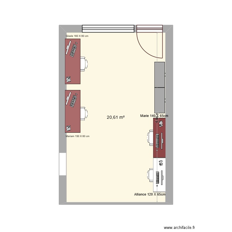 OPEN SPACE 4 BUREAUX. Plan de 1 pièce et 21 m2