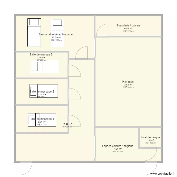 Institut Rudy Toulouse. Plan de 9  et 92 m²