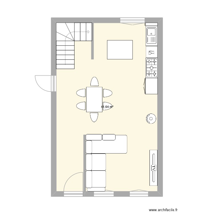 Maison Manlay RDC projet. Plan de 1 pièce et 42 m2