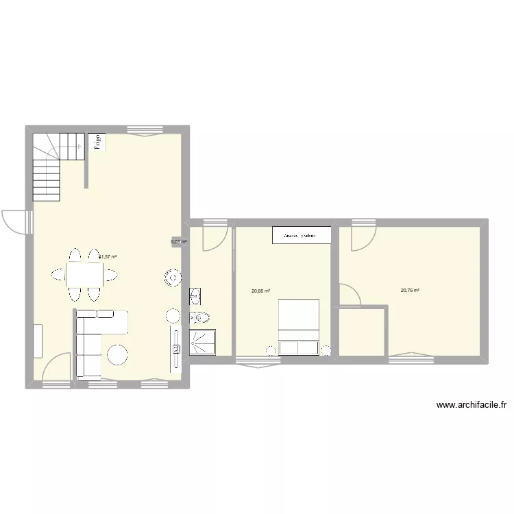 Maison Manlay RDC projet. Plan de 4 pièces et 83 m²