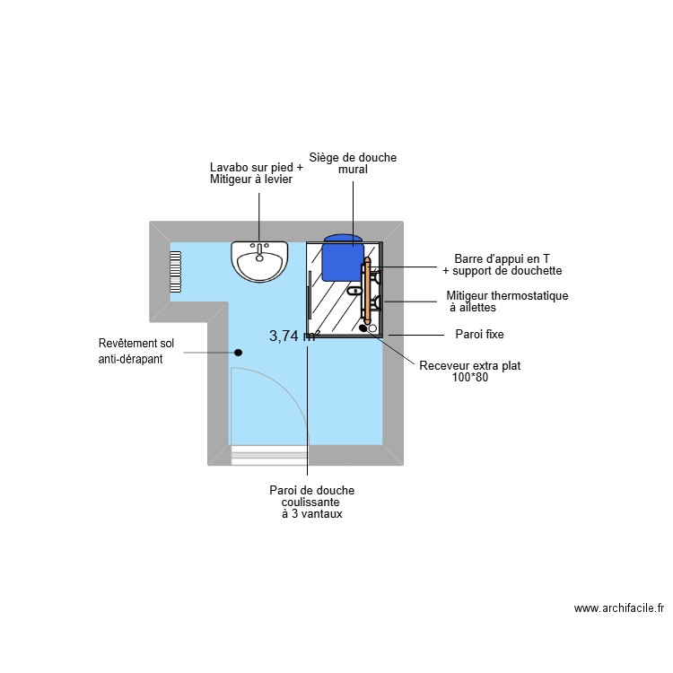 Projet GARTI. Plan de 1 pièce et 4 m2